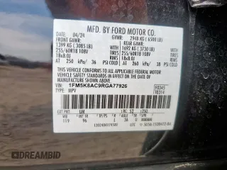 2024 Ford Explorer with VIN 1FM5K8AC9RGA77926, listed as a Copart auction lot 58482885 with 2,185 mi miles and Salvage title. Bid and sale history available at DreamBid. Image 14.