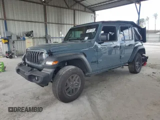 2024 Jeep Wrangler Sport S with VIN 1C4PJXDG3RW341205, listed as a Copart auction lot 48971235 with 4,298 mi miles and Salvage Title. Bid and sale history available at carsss.com. Image 1.
