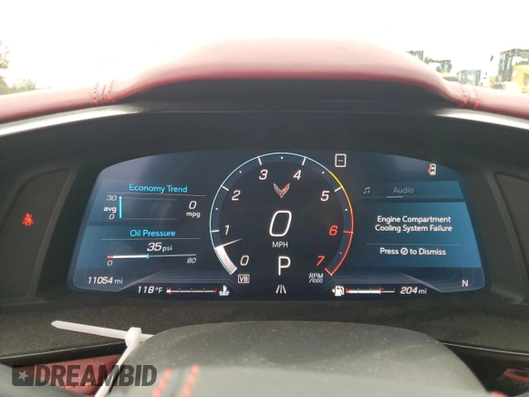 2020 Chevrolet Corvette 3LT with VIN 1G1Y83D49L5113844, listed as a Copart auction lot 38703224 with 11,054 mi miles and Salvage Title. Bid and sale history available at carsss.com. Image 9.