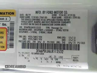 2020 Ford Fusion SE z VIN 3FA6P0LU6LR113532, wystawiony jako IAAI lot #41794966 z przebiegiem 50 128 mil mil oraz . Historia ofert i sprzedaży dostępna na DreamBid. Obrazek 9.
