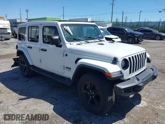 2021 Jeep Wrangler Unlimited Sahara z VIN 1C4HJXEN2MW528137, wystawiony jako IAAI lot #42134514 z przebiegiem 50 030 mil mil oraz . Historia ofert i sprzedaży dostępna na DreamBid. Obrazek 1.