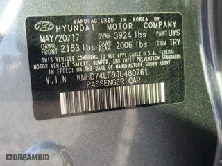2018 Hyundai Elantra SE with VIN KMHD74LF9JU480761, listed as a Copart auction lot 49469985 with 36,052 mi miles and Salvage Title. Bid and sale history available at carsss.com. Image 12.