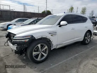 2021 Genesis GV80 with VIN KMUHBDSBXMU041458, listed as a Copart auction lot 51020155 with 27,102 mi miles and Salvage title. Bid and sale history available at DreamBid. Image 1.