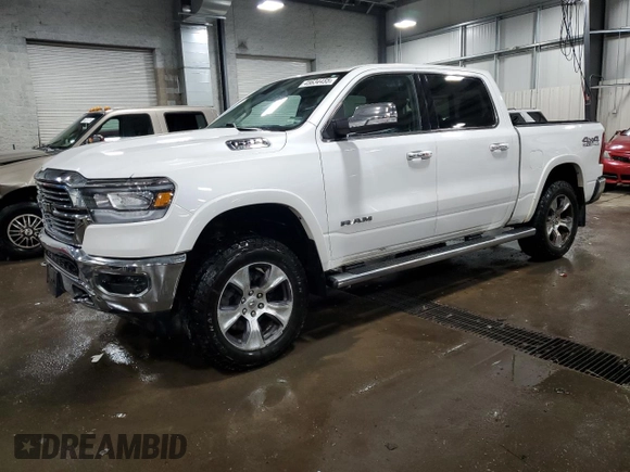 2020 Ram 1500 Laramie with VIN 1C6SRFJM8LN274113, listed as a Copart auction lot 45634455 with 164,629 mi miles and Salvage title. Bid and sale history available at DreamBid. Image 1.