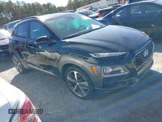 2018 Hyundai Kona Ultimate with VIN KM8K53A50JU173884, listed as a IAAI auction lot 41738298 with 90,059 mi miles. Bid and sale history available at carsss.com. Image 1.