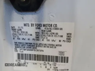 2015 Ford Super Duty F-250 SRW XL with VIN 1FTBF2A69FEC57370, listed as a Copart auction lot 45501765 with 116,491 mi miles and Salvage Title. Bid and sale history available at carsss.com. Image 12.