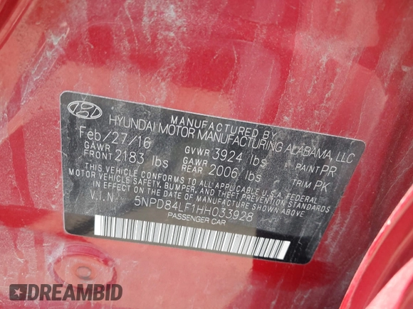2017 Hyundai Elantra SE with VIN 5NPD84LF1HH033928, listed as a IAAI auction lot 42681713 with 87,632 mi miles and . Bid and sale history available at DreamBid. Image 9.