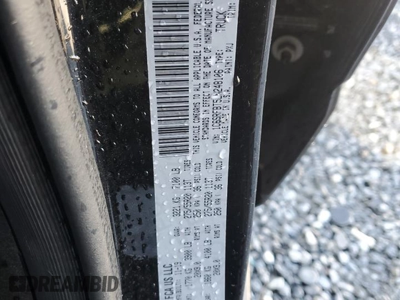 2020 Ram 1500 Big Horn with VIN 1C6SRFBT5LN248106, listed as a Copart auction lot 44242045 with 58,646 mi miles and Salvage Title. Bid and sale history available at carsss.com. Image 14.