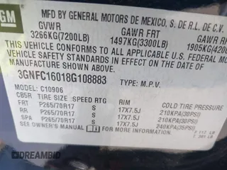 2008 Chevrolet Suburban 3LT z VIN 3GNFC16018G108883, wystawiony jako IAAI lot #42271973 z przebiegiem Nie podano mil oraz . Historia ofert i sprzedaży dostępna na DreamBid. Obrazek 9.