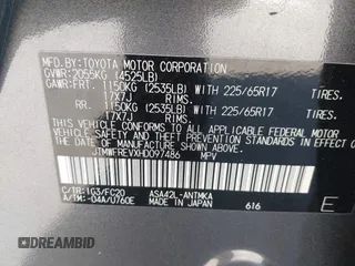 2017 Toyota RAV4 XLE with VIN JTMWFREVXHD097486, listed as a IAAI auction lot 41850305 with 40,270 mi miles. Bid and sale history available at carsss.com. Image 9.