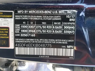2018 Mercedes-Benz GLS 450 с VIN 4JGDF6EEXJB048775, выставлен на аукционе Copart как лот 62065095 с пробегом Не указан миль и Чистый • Clean title. История ставок и продаж доступна на DreamBid. Изображение 13.