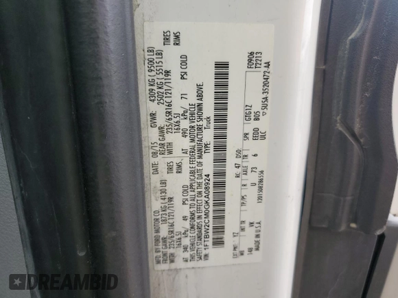 2016 Ford Transit with VIN 1FTBW2CM0GKA08924, listed as a Copart auction lot 53679735 with Not Provided miles and Clean Title. Bid and sale history available at carsss.com. Image 12.