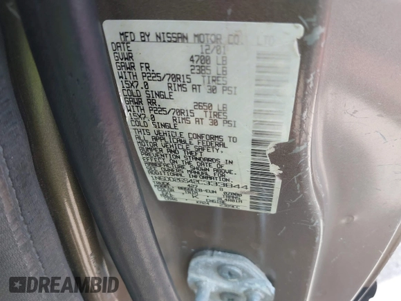 2002 Nissan Frontier XE with VIN 1N6DD26S42C333844, listed as a IAAI auction lot 42683026 with 331,895 mi miles and . Bid and sale history available at DreamBid. Image 9.
