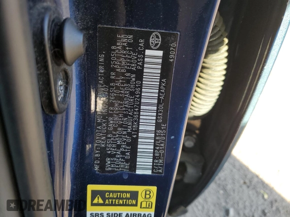 2007 Toyota Avalon XL with VIN 4T1BK36B47U249610, listed as a Copart auction lot 54797105 with 174,900 mi miles and Clean Title. Bid and sale history available at carsss.com. Image 12.