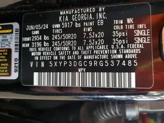 2024 Kia Telluride EX X-Line z VIN 5XYP3DGC9RG537485, wystawiony jako Copart lot #56516985 z przebiegiem 11 776 mil mil oraz Szkoda całkowita • Salvage title. Historia ofert i sprzedaży dostępna na DreamBid. Obrazek 13.