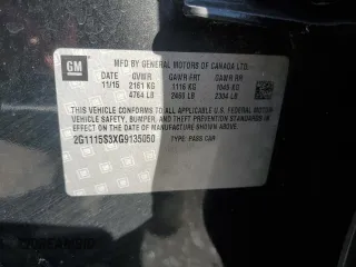 2016 Chevrolet Impala LT with VIN 2G1115S3XG9135050, listed as a Copart auction lot 52326345 with 143,359 mi miles and Salvage Title. Bid and sale history available at DreamBid. Image 12.