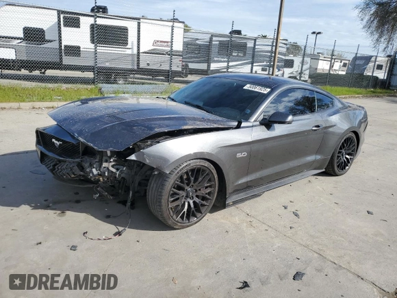 2020 Ford Mustang GT with VIN 1FA6P8CF3L5177093, listed as a Copart auction lot 50061925 with 44,749 mi miles and Salvage Title. Bid and sale history available at DreamBid. Image 1.
