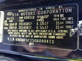 2016 Kia Sedona LX with VIN KNDMB5C15G6090413, listed as a IAAI auction lot 41991231 with 162,326 mi miles. Bid and sale history available at carsss.com. Image 9.