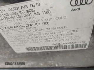 2014 Audi Q5 Premium Plus with VIN WA1LFAFPXEA014232, listed as a IAAI auction lot 42786426 with 145,259 mi miles and . Bid and sale history available at DreamBid. Image 9.