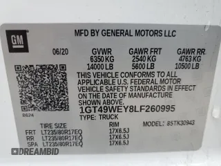 2020 GMC Sierra 3500HD Denali z VIN 1GT49WEY8LF260995, wystawiony jako Copart lot #43820675 z przebiegiem 100 106 mil mil oraz Szkoda całkowita • Salvage title. Historia ofert i sprzedaży dostępna na DreamBid. Obrazek 12.