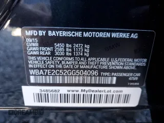 2016 BMW 7 Series 740i with VIN WBA7E2C52GG504096, listed as a Copart auction lot 49258935 with 111,267 mi miles and Salvage Title. Bid and sale history available at carsss.com. Image 12.
