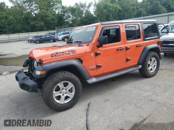 2018 Jeep Wrangler Unlimited Sport with VIN 1C4HJXDG5JW273904, listed as a Copart auction lot 66442065 with 92,977 mi miles and Salvage title. Bid and sale history available at DreamBid. Image 1.