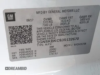 2018 Chevrolet Tahoe LT z VIN 1GNSKBKC9JR132670, wystawiony jako IAAI lot #42248273 z przebiegiem 136 636 mil mil oraz . Historia ofert i sprzedaży dostępna na DreamBid. Obrazek 9.