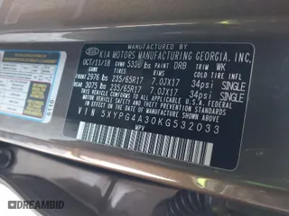2019 Kia Sorento L with VIN 5XYPG4A30KG532033, listed as a IAAI auction lot 41476060 with 62,755 mi miles. Bid and sale history available at carsss.com. Image 9.