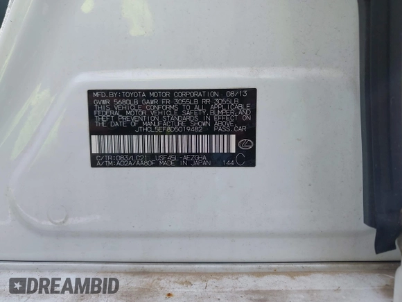 2013 Lexus LS 460 с VIN JTHCL5EF8D5019482, выставлен на аукционе IAAI как лот 42612274 с пробегом 64 972 миль миль и . История ставок и продаж доступна на DreamBid. Изображение 9.