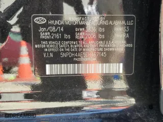 2014 Hyundai Elantra Limited with VIN 5NPDH4AE5EH467145, listed as a Copart auction lot 48417375 with 125,666 mi miles and Salvage Title. Bid and sale history available at carsss.com. Image 12.