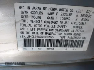 2006 Acura TSX with VIN JH4CL96876C030995, listed as a IAAI auction lot 41710232 with 1 mi miles. Bid and sale history available at carsss.com. Image 9.
