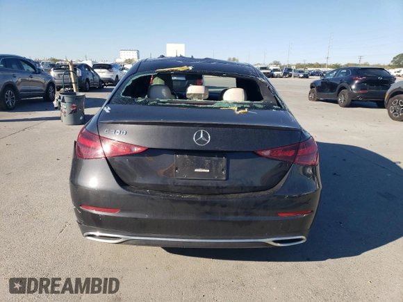 2022 Mercedes-Benz C 300 with VIN W1KAF4GBXNR019715, listed as a Copart auction lot 49168885 with 47,596 mi miles and Salvage title. Bid and sale history available at DreamBid. Image 6.
