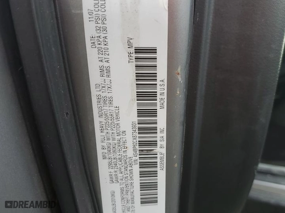 2008 Subaru Outback (Natl) Ltd with VIN 4S4BP62CX87343931, listed as a Copart auction lot 86887674 with 230,970 mi miles and Salvage Title. Bid and sale history available at carsss.com. Image 14.