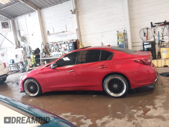 2021 Infiniti Q50 Red Sport 400 z VIN JN1FV7DR6MM881107, wystawiony jako IAAI lot #42370115 z przebiegiem 45 999 mil mil oraz . Historia ofert i sprzedaży dostępna na DreamBid. Obrazek 13.