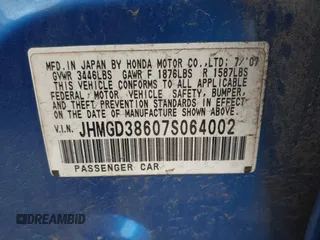 2007 Honda Fit Sport с VIN JHMGD38607S064002, выставлен на аукционе IAAI как лот 41884453 с пробегом 207 313 миль миль и . История ставок и продаж доступна на DreamBid. Изображение 9.