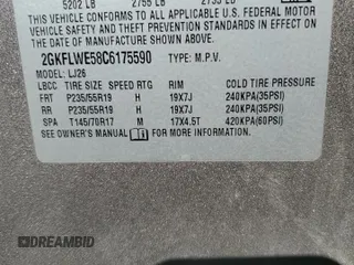 2012 GMC Terrain SLT-2 with VIN 2GKFLWE58C6175590, listed as a Copart auction lot 43743145 with 181,369 mi miles and Salvage Title. Bid and sale history available at DreamBid. Image 15.