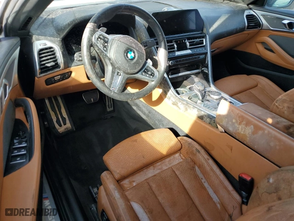 2019 BMW 8 Series M850i xDrive with VIN WBAFY4C53KBX29650, listed as a Copart auction lot 74467184 with 0 mi miles and Salvage Title. Bid and sale history available at carsss.com. Image 10.