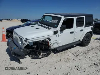 2023 Jeep Wrangler Sahara with VIN 1C4JJXP64PW514333, listed as a Copart auction lot 47427845 with 5,569 mi miles and Salvage Title. Bid and sale history available at DreamBid. Image 1.