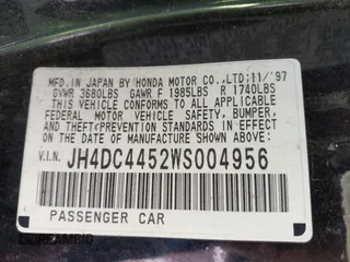 1998 Acura Integra LS с VIN JH4DC4452WS004956, выставлен на аукционе IAAI как лот 42594262 с пробегом 137 965 миль миль и . История ставок и продаж доступна на DreamBid. Изображение 9.
