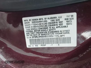 2010 Honda Odyssey EX-L с VIN 5FNRL3H68AB033954, выставлен на аукционе IAAI как лот 42234162 с пробегом 181 018 миль миль и . История ставок и продаж доступна на DreamBid. Изображение 9.