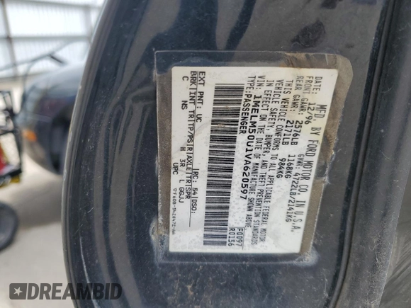 1997 Mercury Sable GS z VIN 1MELM50U1VA620597, wystawiony jako Copart lot #51635765 z przebiegiem 250 824 mil mil oraz Szkoda całkowita • Salvage title. Historia ofert i sprzedaży dostępna na DreamBid. Obrazek 12.