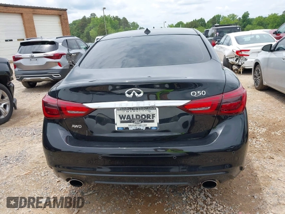 2020 Infiniti Q50 Luxe with VIN JN1EV7AR7LM250154, listed as a IAAI auction lot 42474749 with 32,796 mi miles and . Bid and sale history available at DreamBid. Image 16.