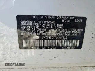 2023 Subaru WRX Premium with VIN JF1VBAF63P9824944, listed as a Copart auction lot 54691835 with 15,811 mi miles and Salvage title. Bid and sale history available at DreamBid. Image 13.