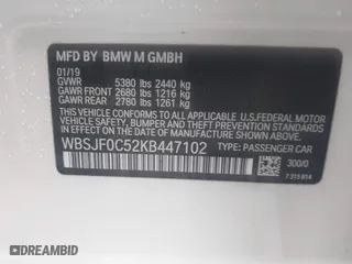 2019 BMW M5 Competition with VIN WBSJF0C52KB447102, listed as a IAAI auction lot 41778593 with 31,030 mi miles. Bid and sale history available at carsss.com. Image 9.