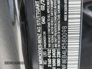 2020 Mercedes-Benz C 300 with VIN W1KWF8EB4LR580098, listed as a Copart auction lot 49272095 with Not Provided miles and Clean Title. Bid and sale history available at DreamBid. Image 12.