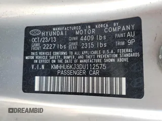 2013 Hyundai Genesis Coupe R-Spec with VIN KMHHU6KJ3DU112575, listed as a Copart auction lot 57287265 with 55,720 mi miles and Salvage title. Bid and sale history available at DreamBid. Image 12.