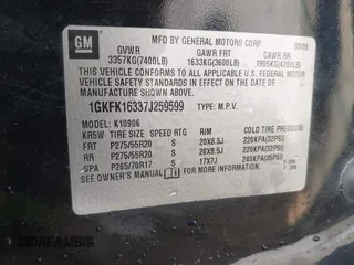 2007 GMC Yukon XL SLT with VIN 1GKFK16337J259599, listed as a IAAI auction lot 41982713 with 258,644 mi miles and . Bid and sale history available at DreamBid. Image 9.
