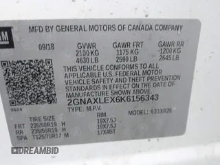 2019 Chevrolet Equinox LT with VIN 2GNAXLEX6K6156343, listed as a IAAI auction lot 41835357 with 80,370 mi miles and . Bid and sale history available at DreamBid. Image 9.