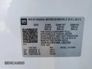 2022 GMC Terrain SLT with VIN 3GKALVEV4NL182250, listed as a Copart auction lot 43032445 with 23,602 mi miles and Salvage Title. Bid and sale history available at DreamBid. Image 13.