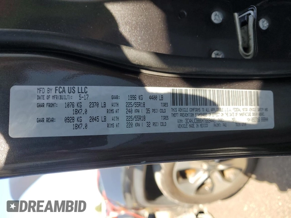 2017 Jeep Compass Latitude with VIN 3C4NJCBB6HT669441, listed as a Copart auction lot 49225475 with 61,568 mi miles and Salvage title. Bid and sale history available at DreamBid. Image 13.